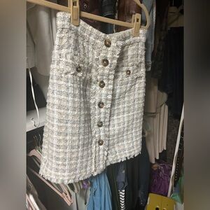 Ann Taylor Cream Tweed Pencil Skirt